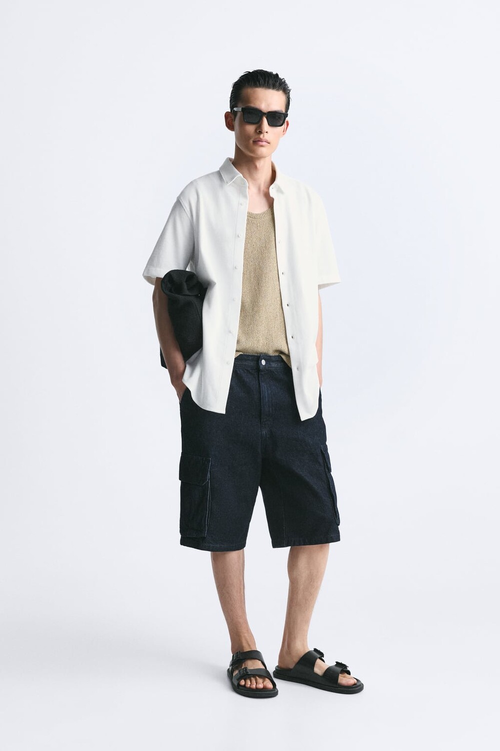 

Рубашка из ткани в клетку ZARA, белый