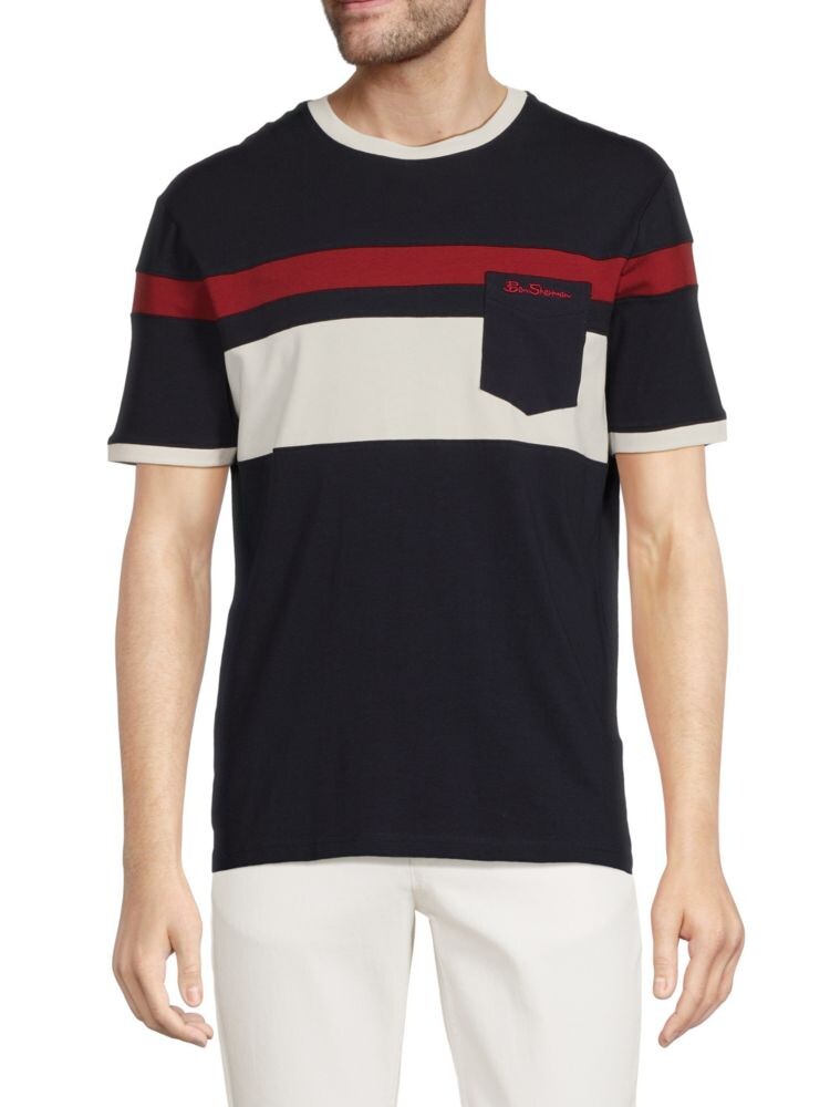 

Полосатая футболка с карманом и логотипом Ben Sherman, темно-синий