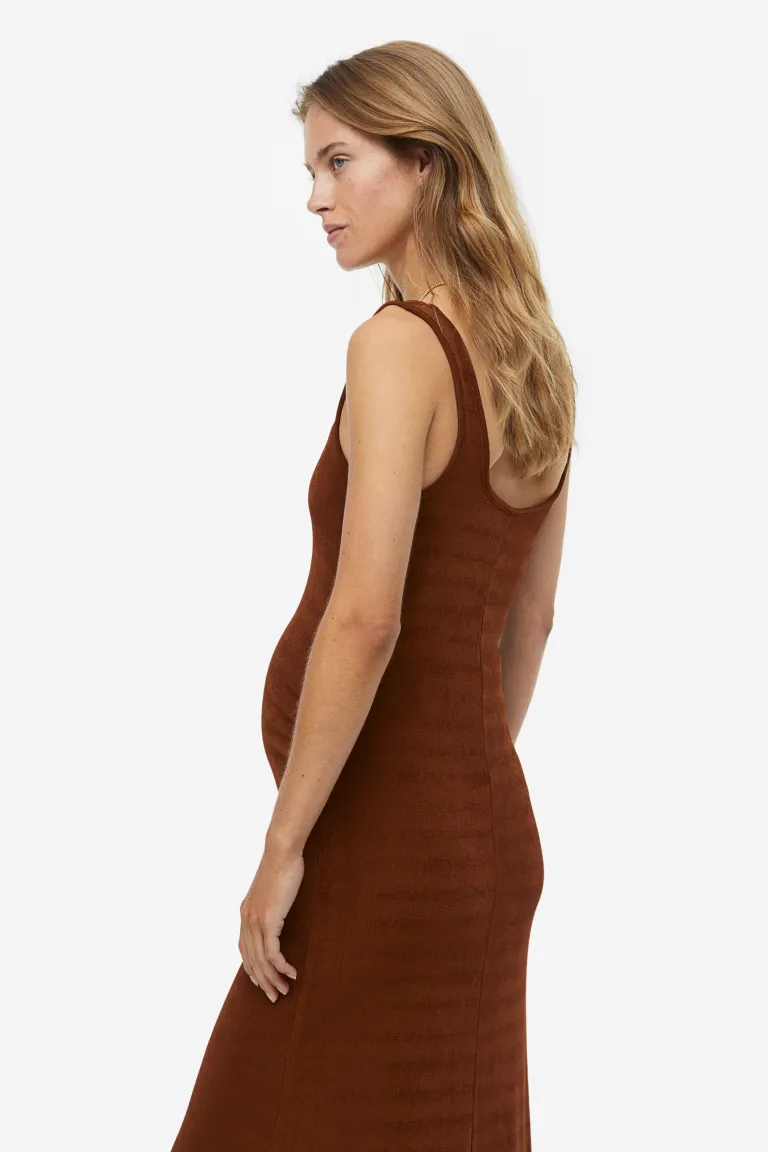 Платье из блестящего трикотажа H&M, коричневый
