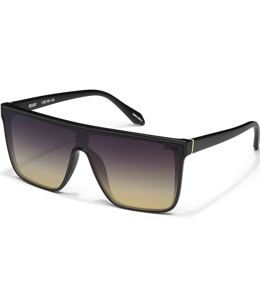 цена Солнцезащитные очки унисекс Quay Australia Nightfall, средние 49 мм с щитком, черный