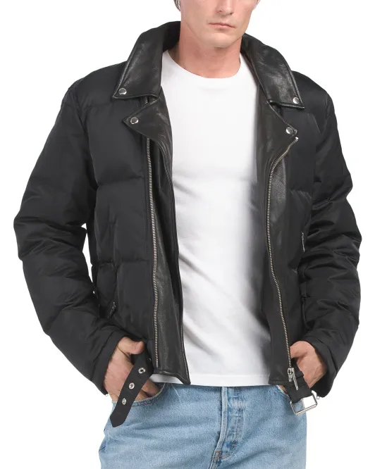 

Стеганая куртка с кожаной деталью The Kooples, черный