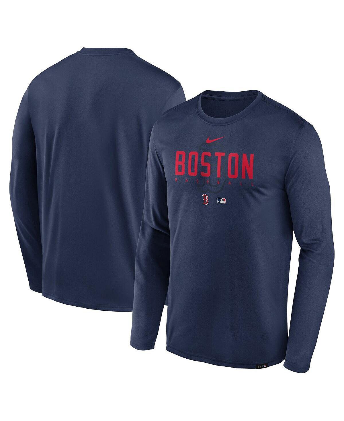 

Мужская темно-синяя футболка с длинным рукавом Boston Red Sox Authentic Collection Team Logo Legend Performance Nike, Синий