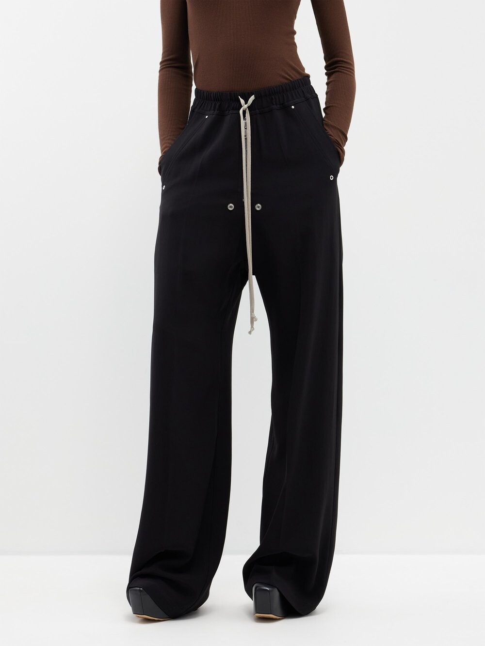 

Широкие брюки из кади geth belas с кулиской Rick Owens, черный