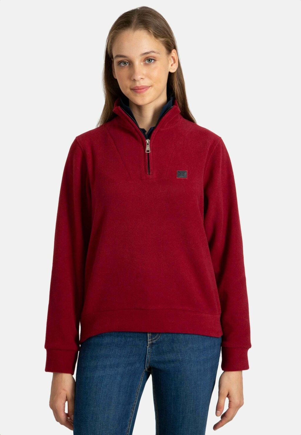 Свитер Double Neck Half Zip Sweatshirt Jacey Quinn, цвет bordeaux