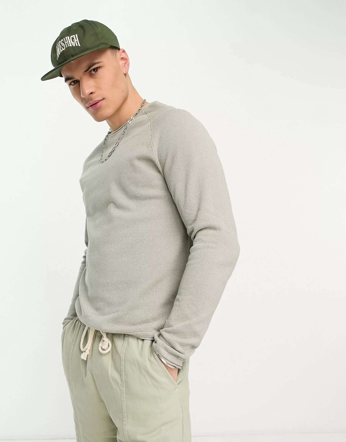 

Мятно-зеленый джемпер с закатанным краем и рукавами реглан Jack & Jones Essentials