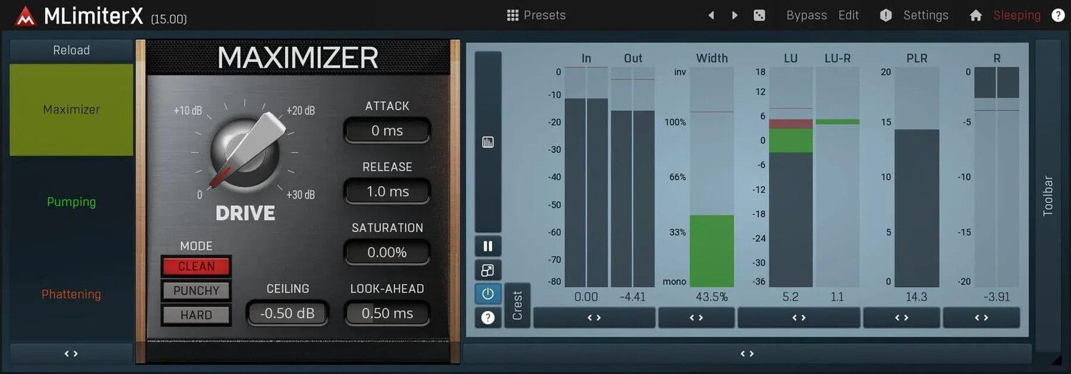 

Плагин MeldaProduction MLimiterX Brickwall Limiter