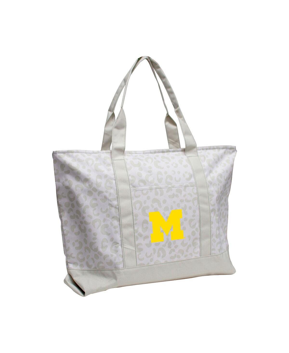 

Женская сумка-тоут с леопардовым узором Michigan Wolverines Logo Brands, белый
