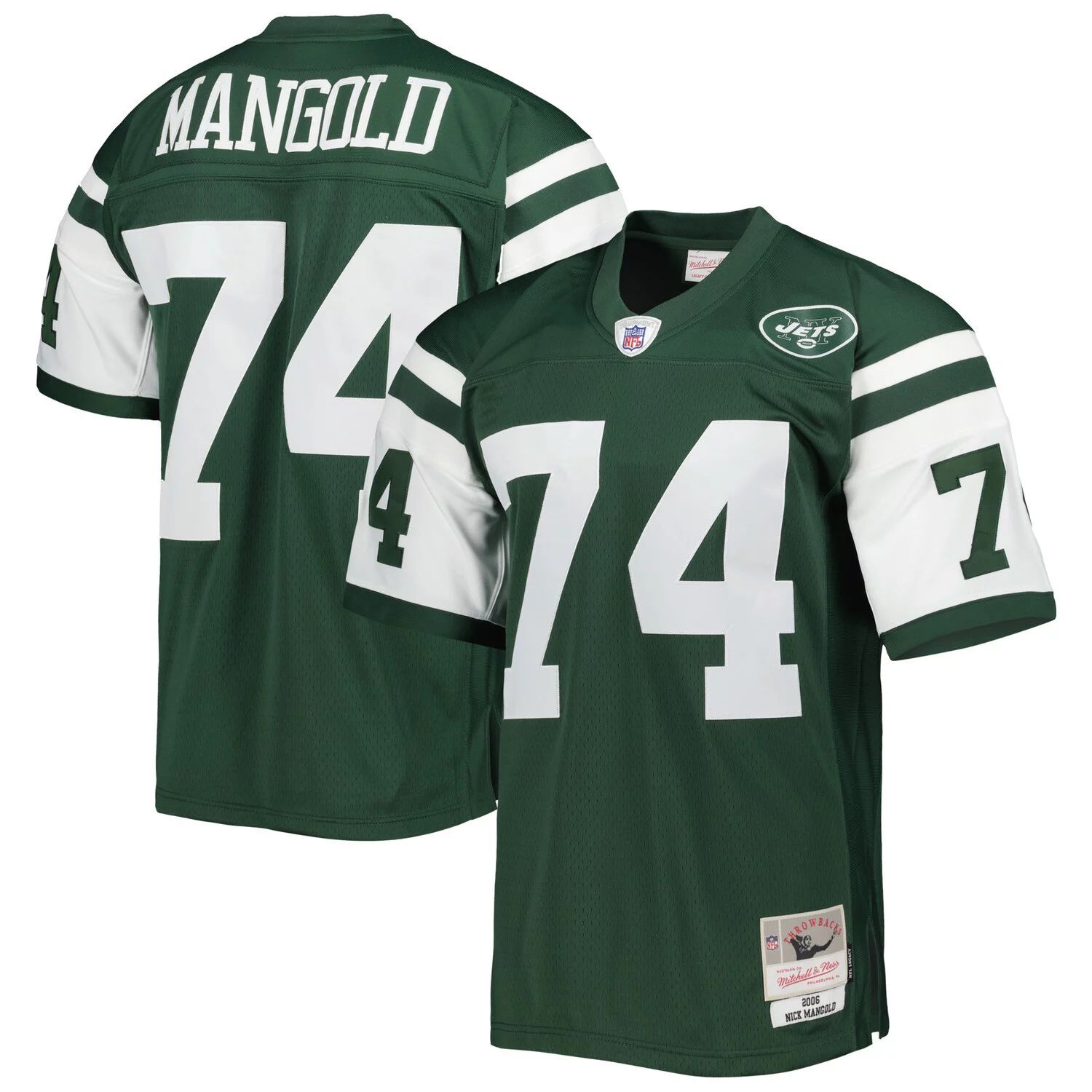 

Мужская футболка Mitchell & Ness Nick Mangold Green New York Jets 2006 Legacy Replica Джерси