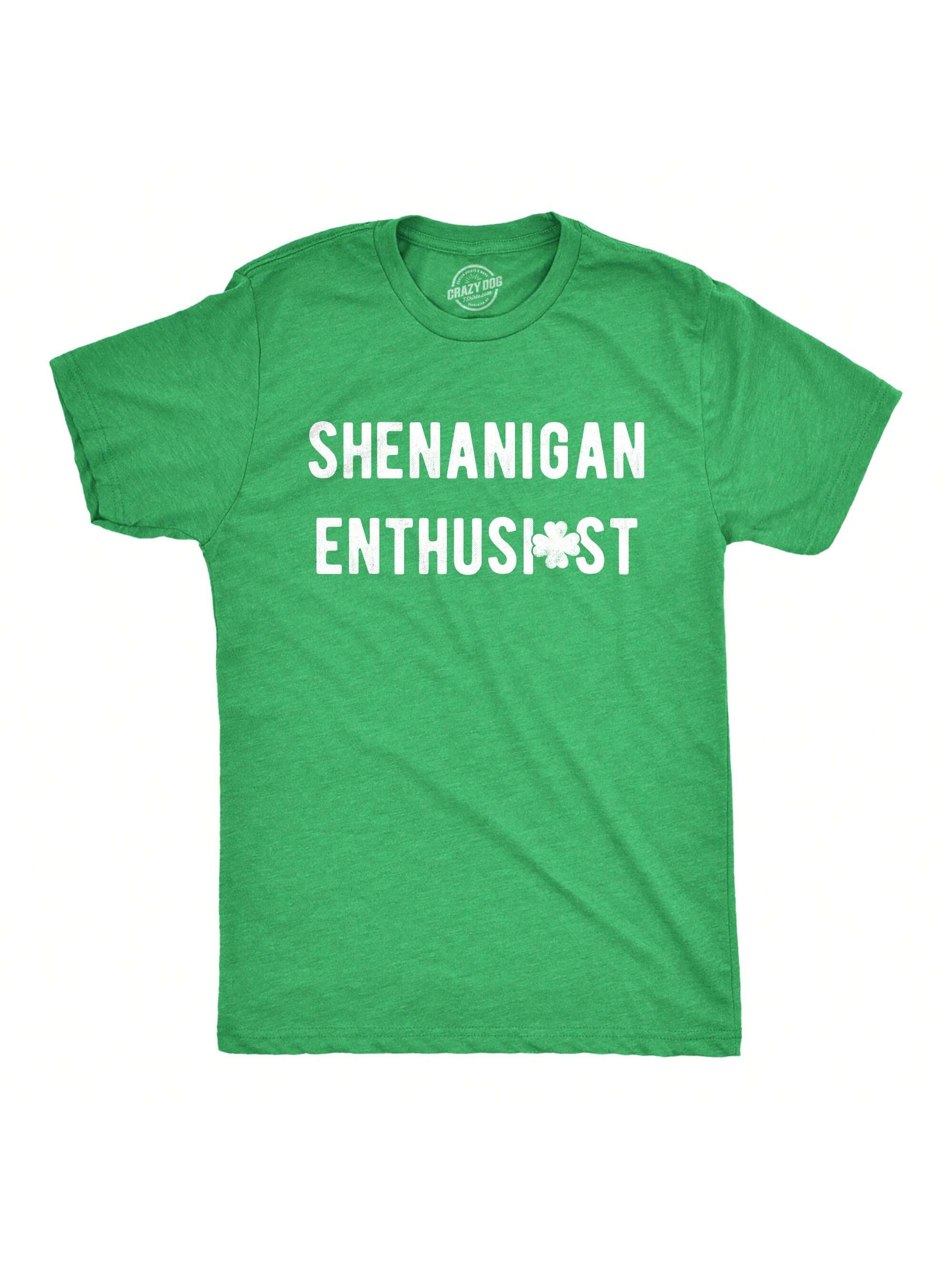 цена Мужская футболка с флагом США Shamrock, хизер грин - текст для энтузиастов шенанигана