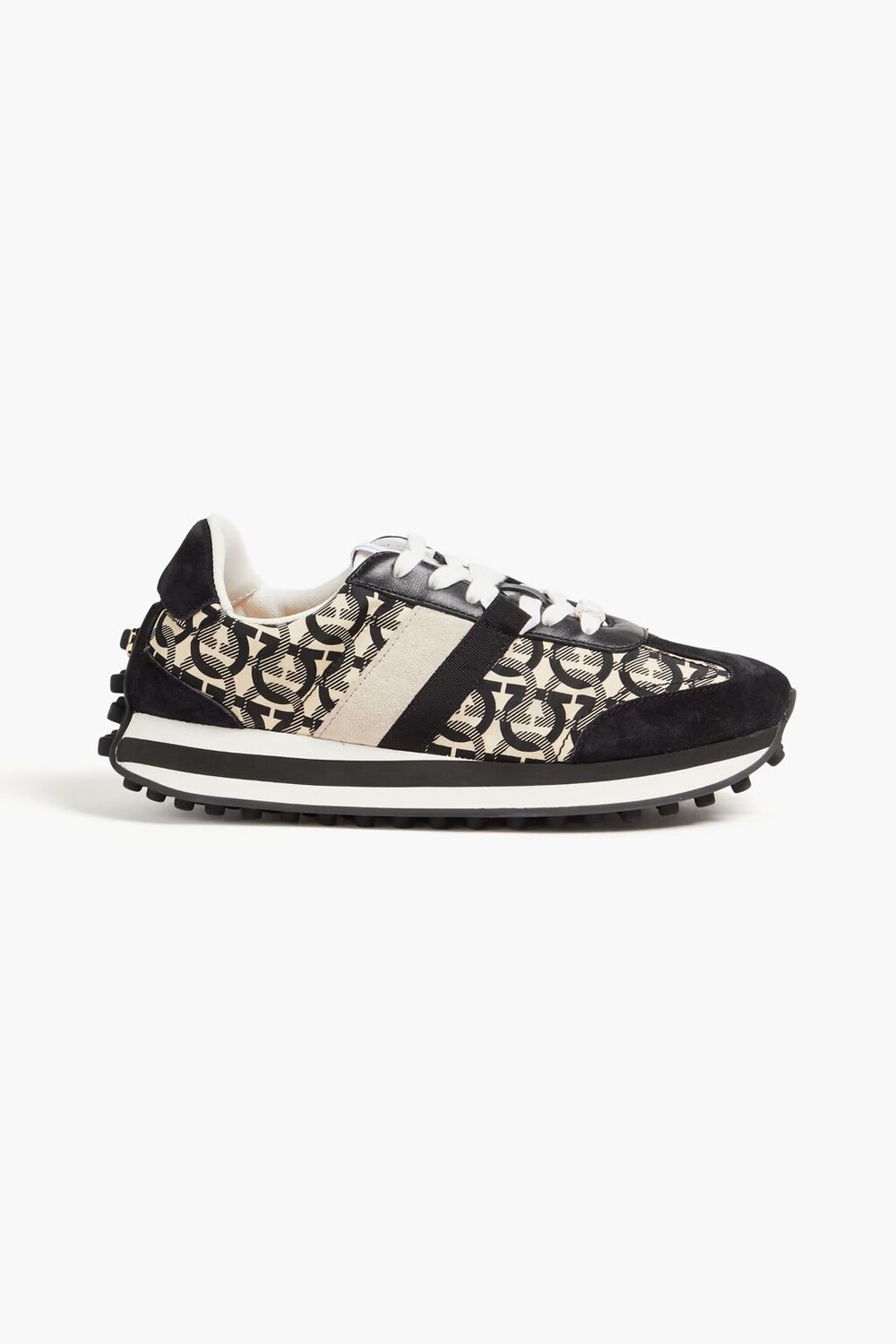 

Кроссовки из кожи, замши и ракушек с логотипом Ferragamo, черный