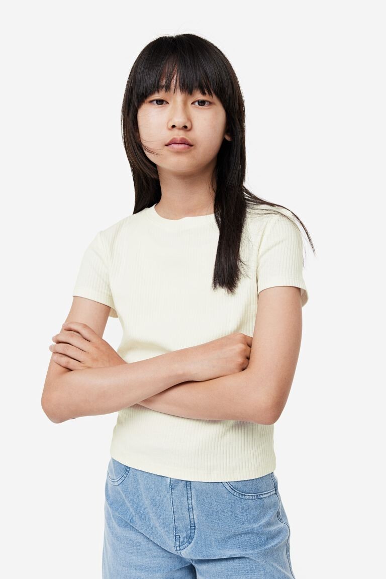 

Рубашка из хлопкового джерси в рубчик H&M