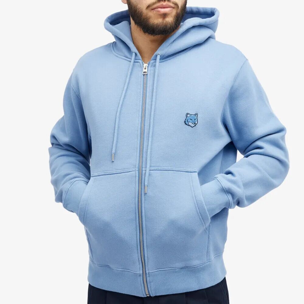 

Maison Kitsune Толстовка на молнии с нашивкой в ​​виде головы лисы, синий