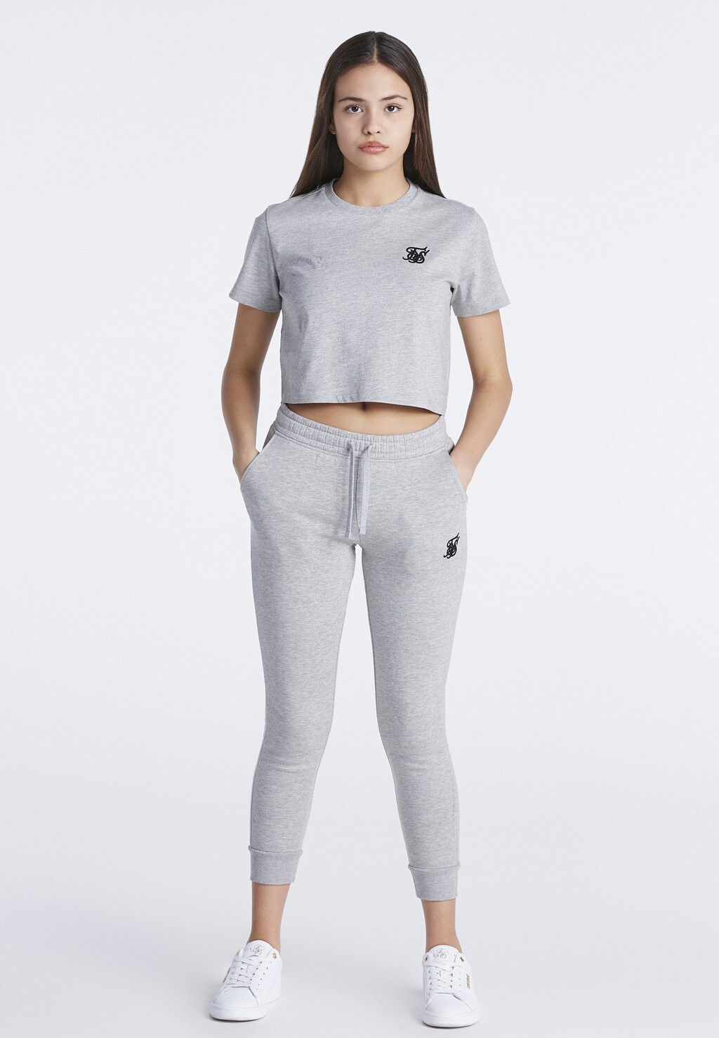 

Базовая футболка Укороченная футболка SIKSILK, цвет grey marl