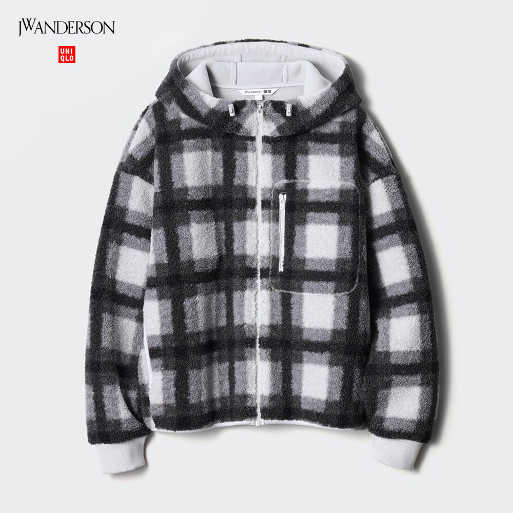 

Куртка Unisex Uniqlo JWA из искусственного шерпа с капюшоном, серый