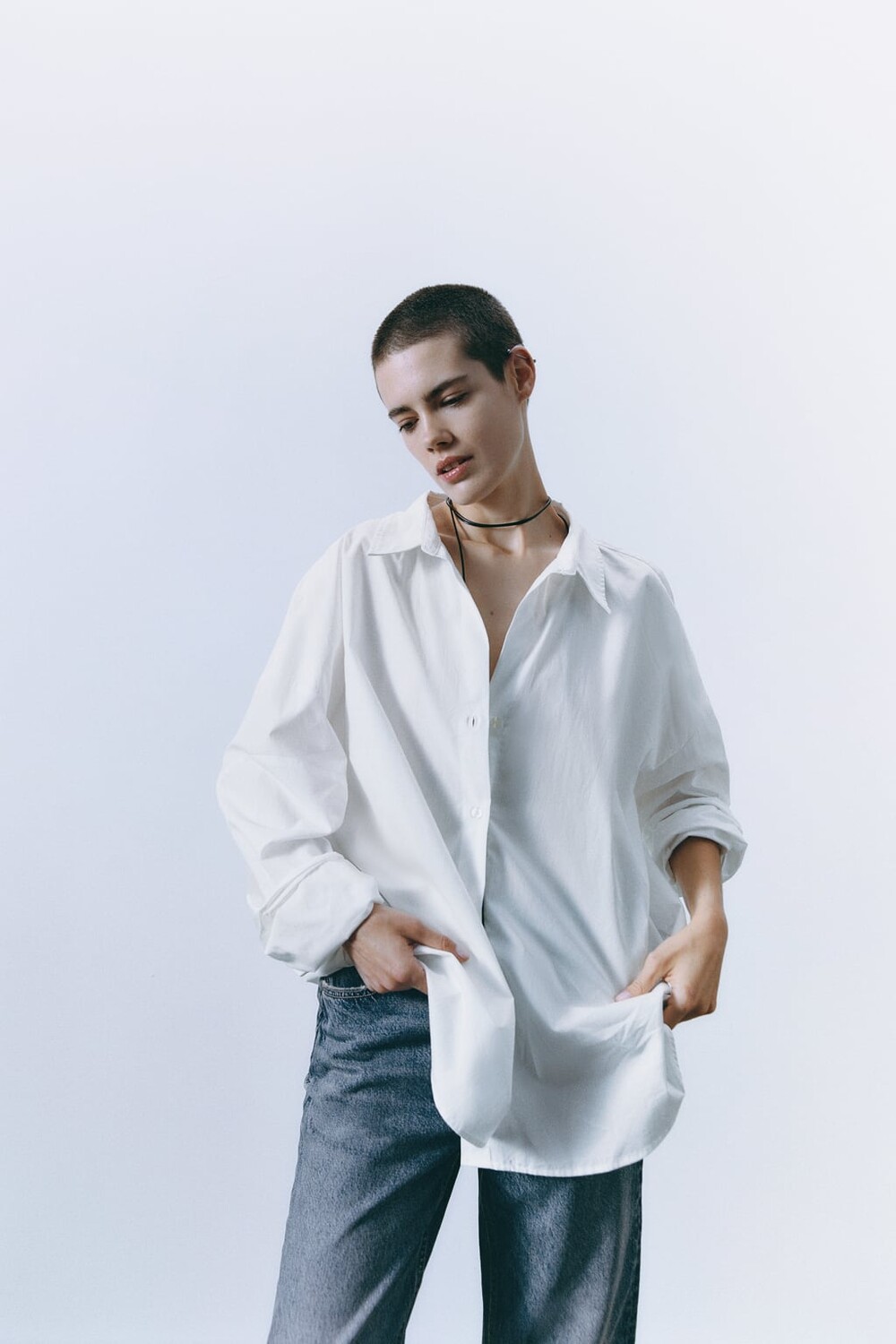 

Рубашка оксфорд ZARA, белый