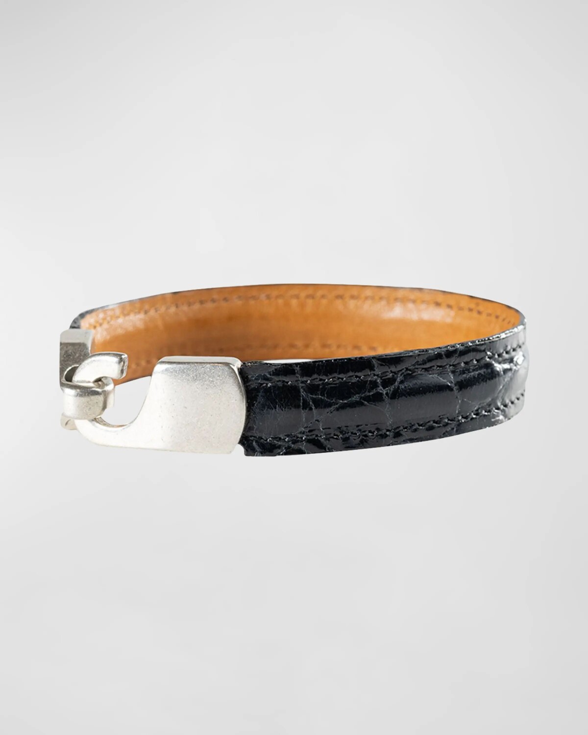

Мужской браслет из кожи аллигатора Abas, цвет Jet Black