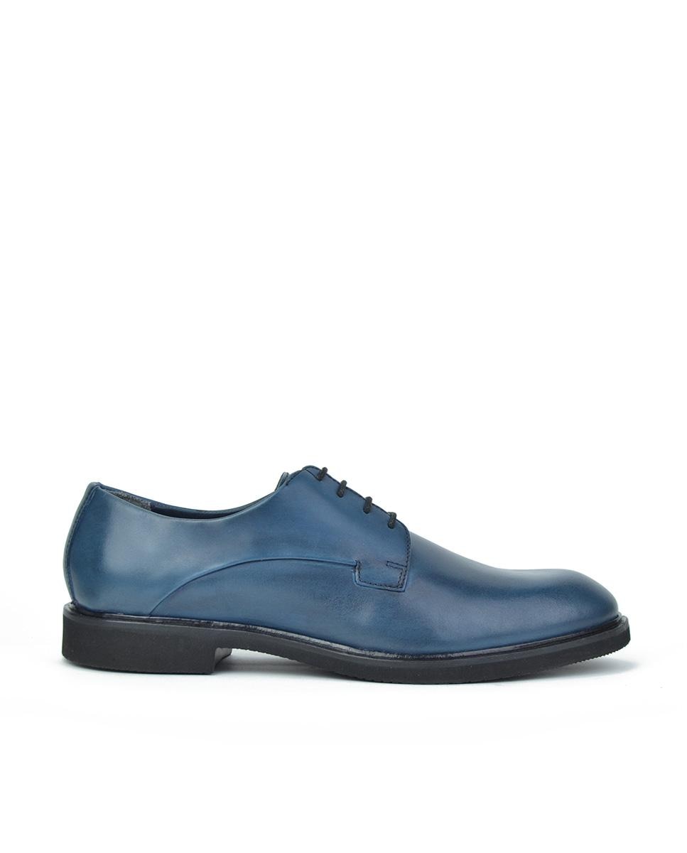 Мужские темно-синие кожаные туфли на шнуровке Javier Larrainzar, темно-синий