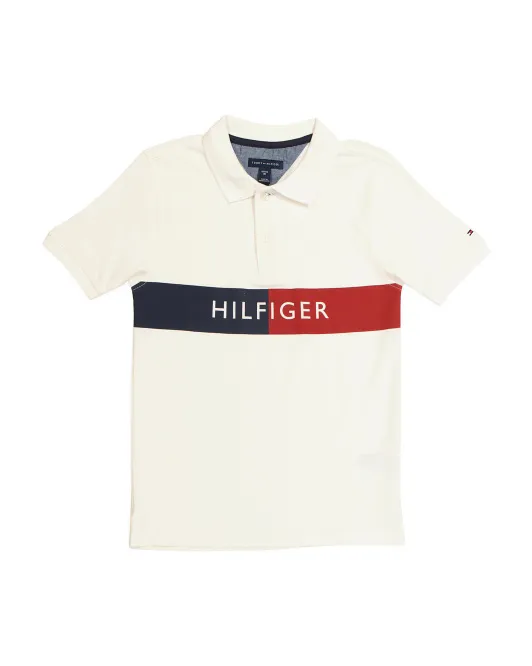 

Поло с раздельными полосками Big Boy Tommy Hilfiger, белый