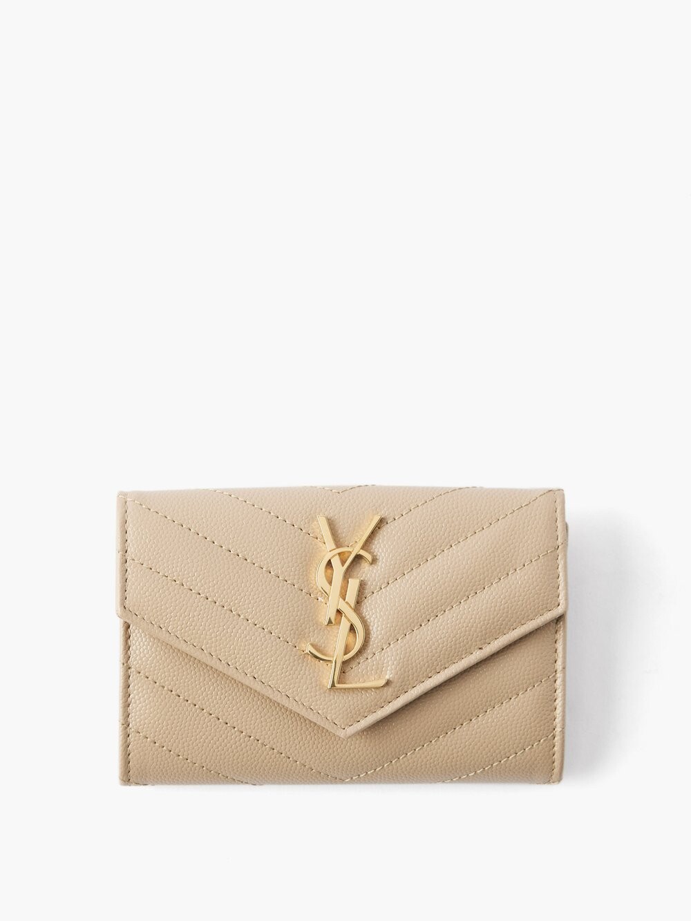

Кожаный кошелек ysl с монограммой Saint Laurent, бежевый