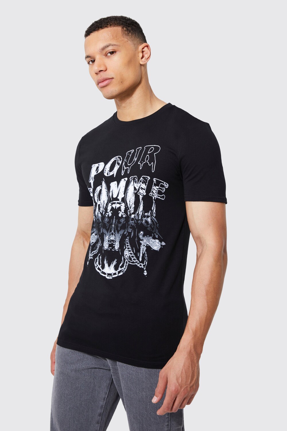 

Футболка pour homme с графикой tall muscle fit Boohoo, черный