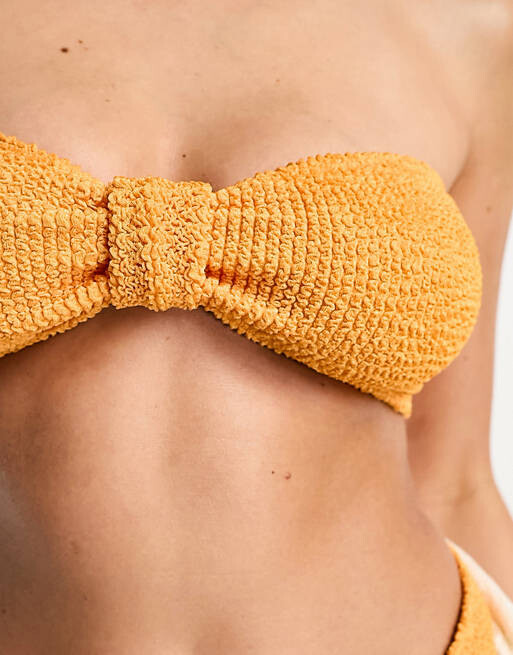 

Оранжевый лиф бикини с жатым узлом спереди Miss Selfridge