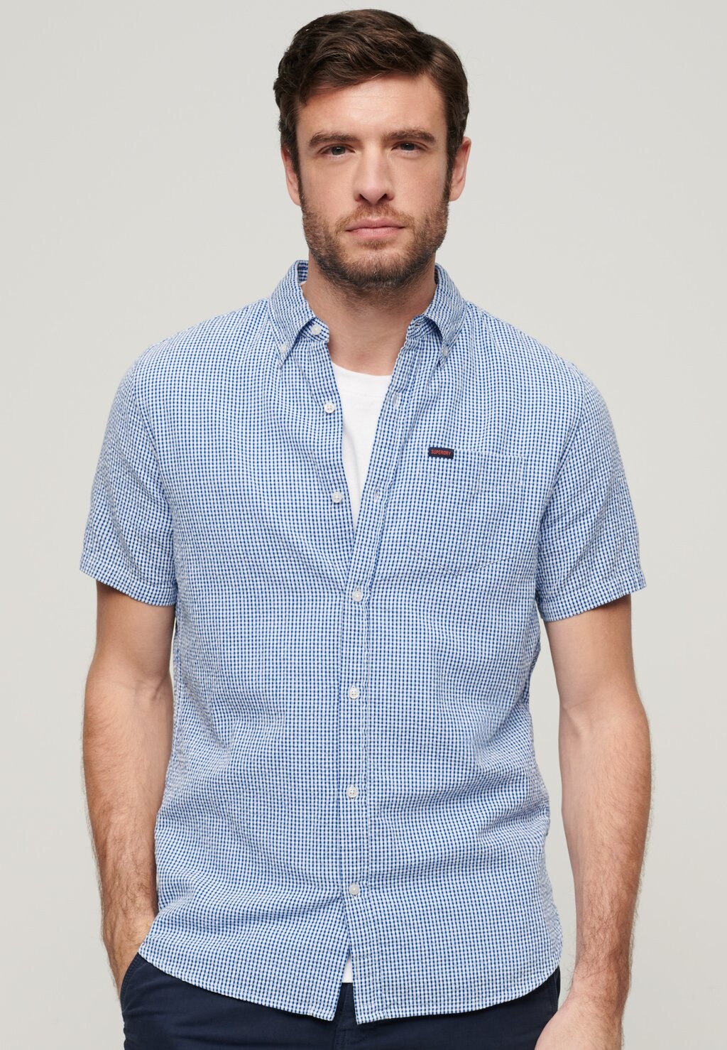 

Рубашка SEERSUCKER SHORT SLEEVE Superdry, синий