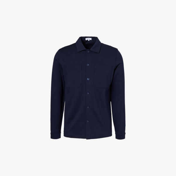 Рубашка стандартного кроя на пуговицах из смесового хлопка Arne, синий