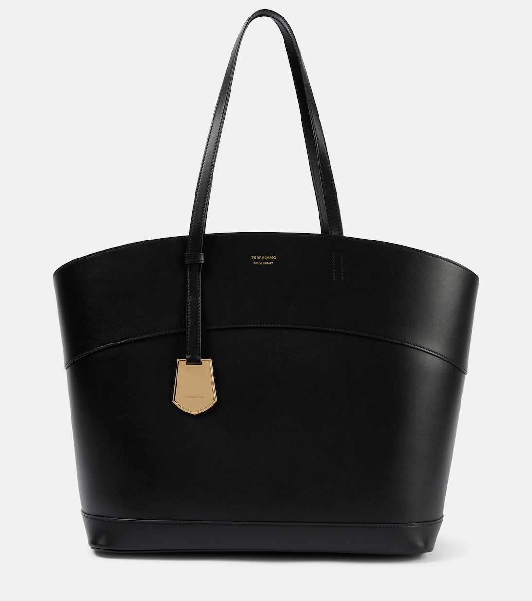 Очаровательная кожаная сумка-тоут среднего размера Ferragamo, черный
