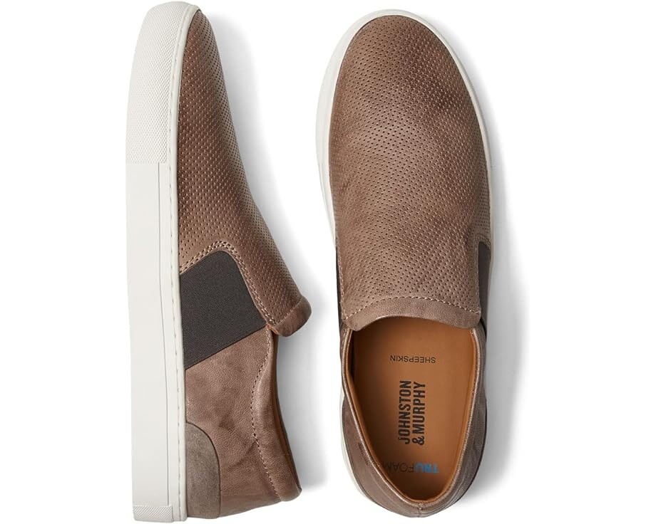 Кроссовки Johnston & Murphy Banks Perfed Slip-On, цвет Gray Sheepskin