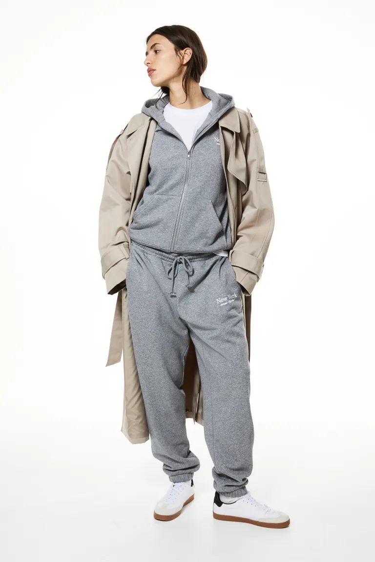 

Топ с капюшоном и текстовым мотивом H&M, серый