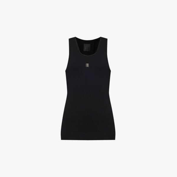 

Топ без рукавов из эластичного хлопка с бляшкой-логотипом Givenchy, черный