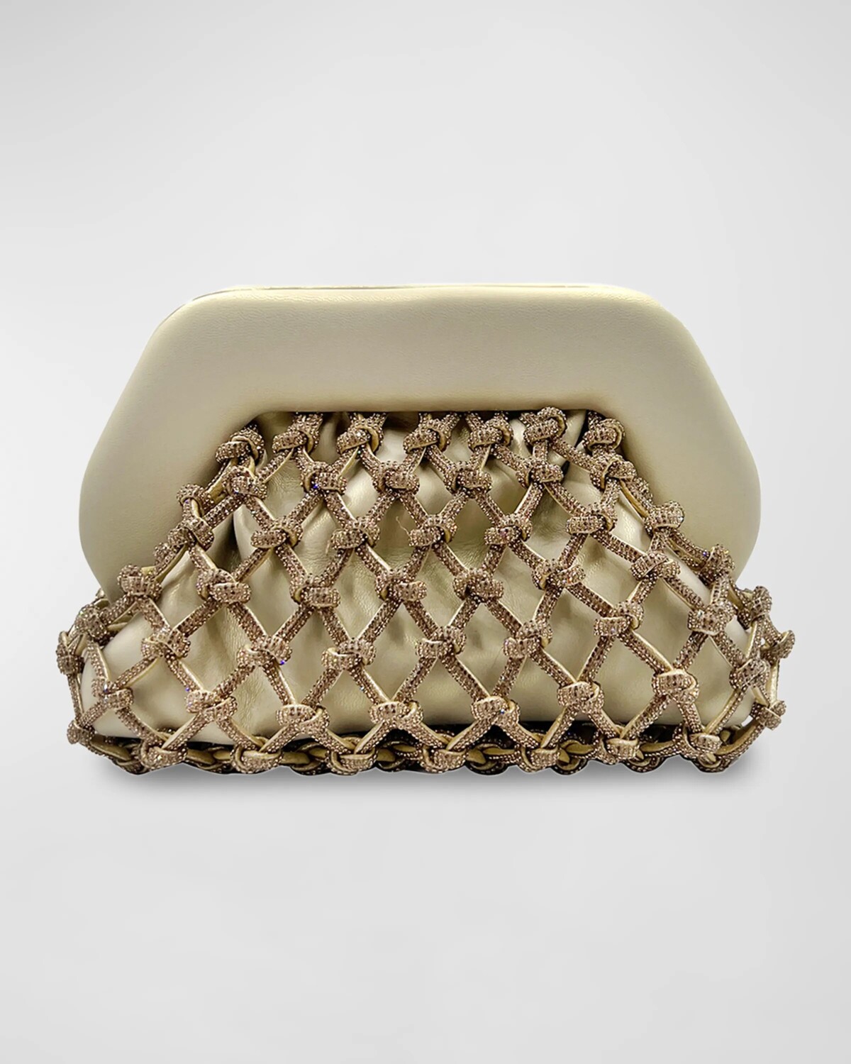 

Клатч из веганской ткани со стразами Tia Knot Themoire, золотой