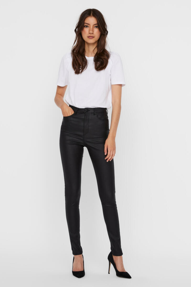 Вощеные женские длинные брюки Vero Moda, черный