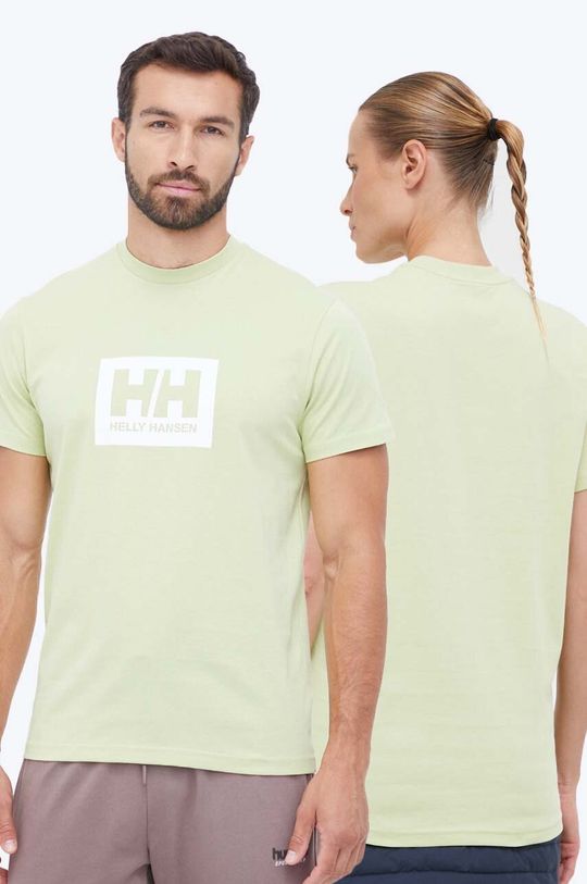 Хлопковая футболка Helly Hansen, зеленый