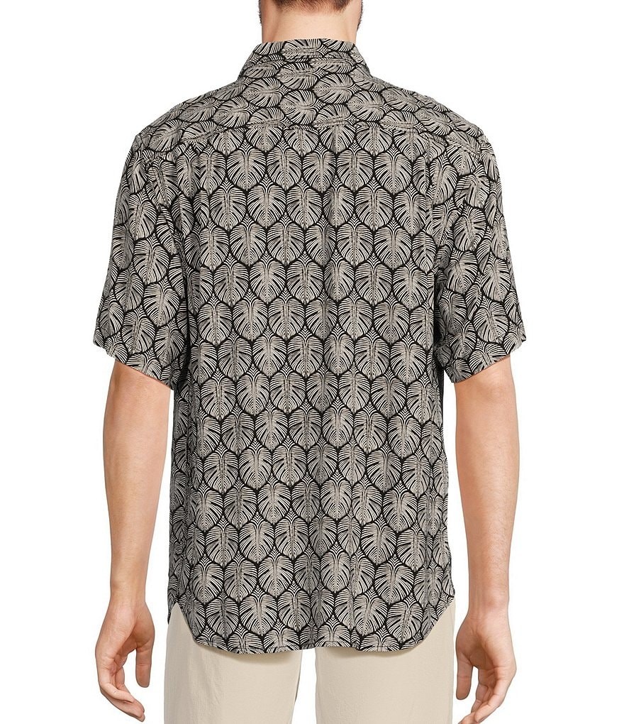 Tommy Bahama Veracruz Cay Monstera Tiles Тканая рубашка с короткими рукавами, черный