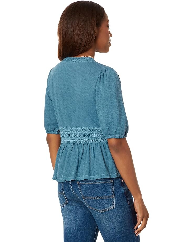 Топ Lucky Brand Lace Daydreamer Long Sleeve Top, цвет Orion Blue