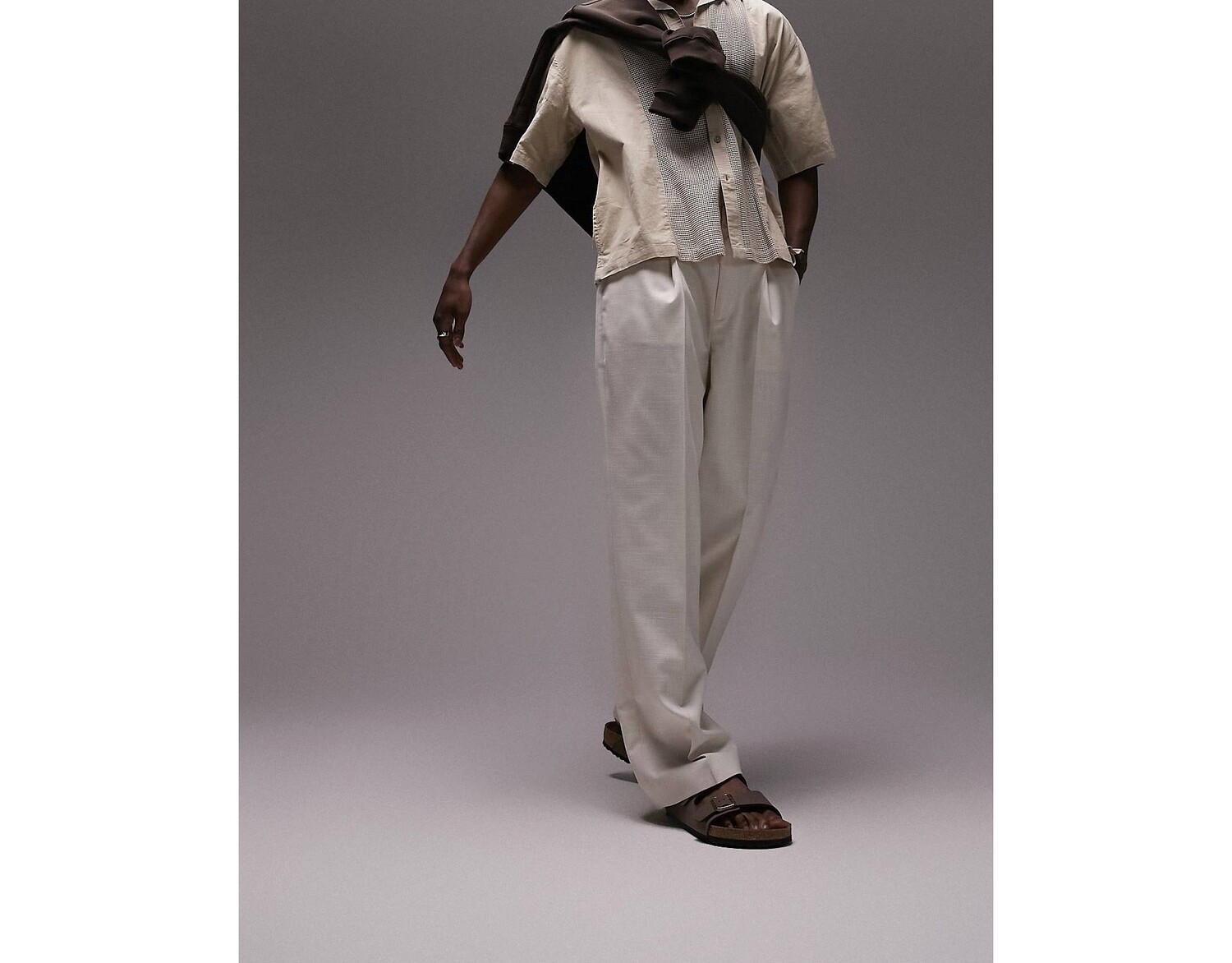 

Широкие льняные брюки с эффектом камня Topman