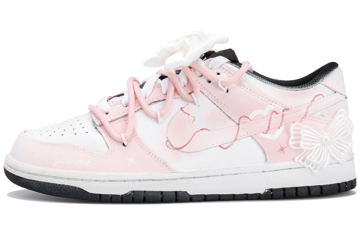 

Кроссовки Nike Dunk Skateboarding Shoes Women's Low-top White/pink, розовый
