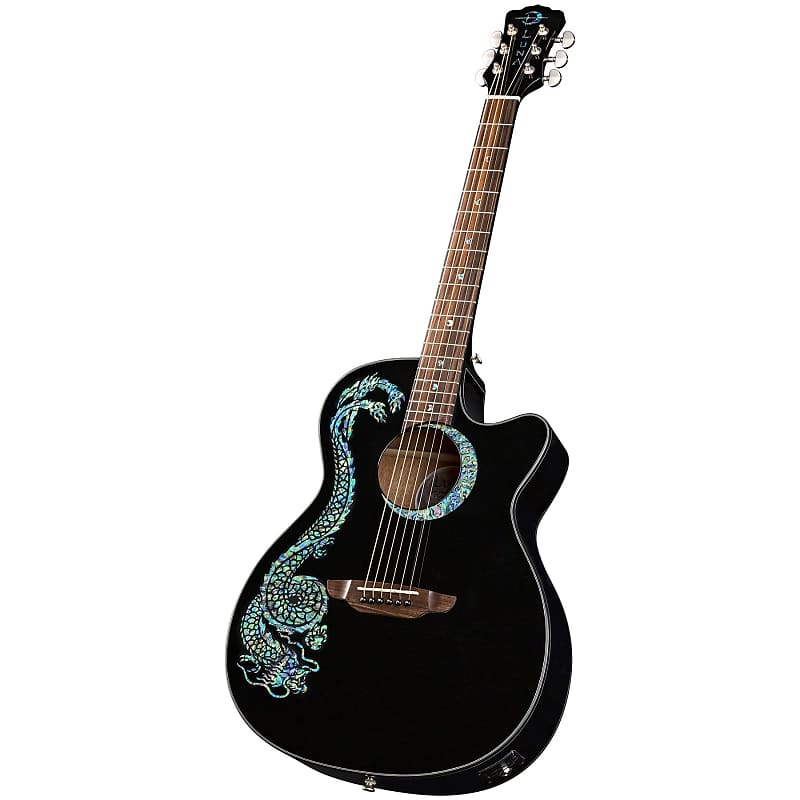 Акустическая гитара Luna Fauna Dragon A/E Black Cutaway Acoustic Electric FAU DRA BLK