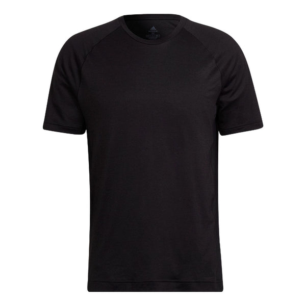 Футболка Men's adidas Solid Color Round Neck Pullover Sports Short Sleeve Black T-Shirt, черный