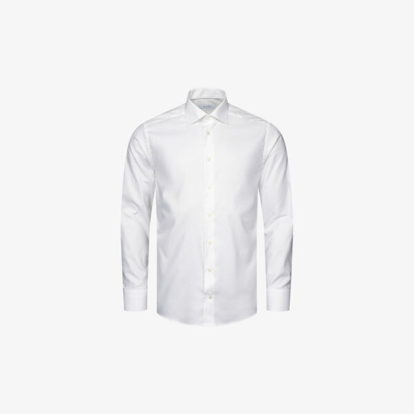 

Рубашка облегающего кроя из хлопка-стрейча и лиоцелла Oxford-Weave Eton, белый