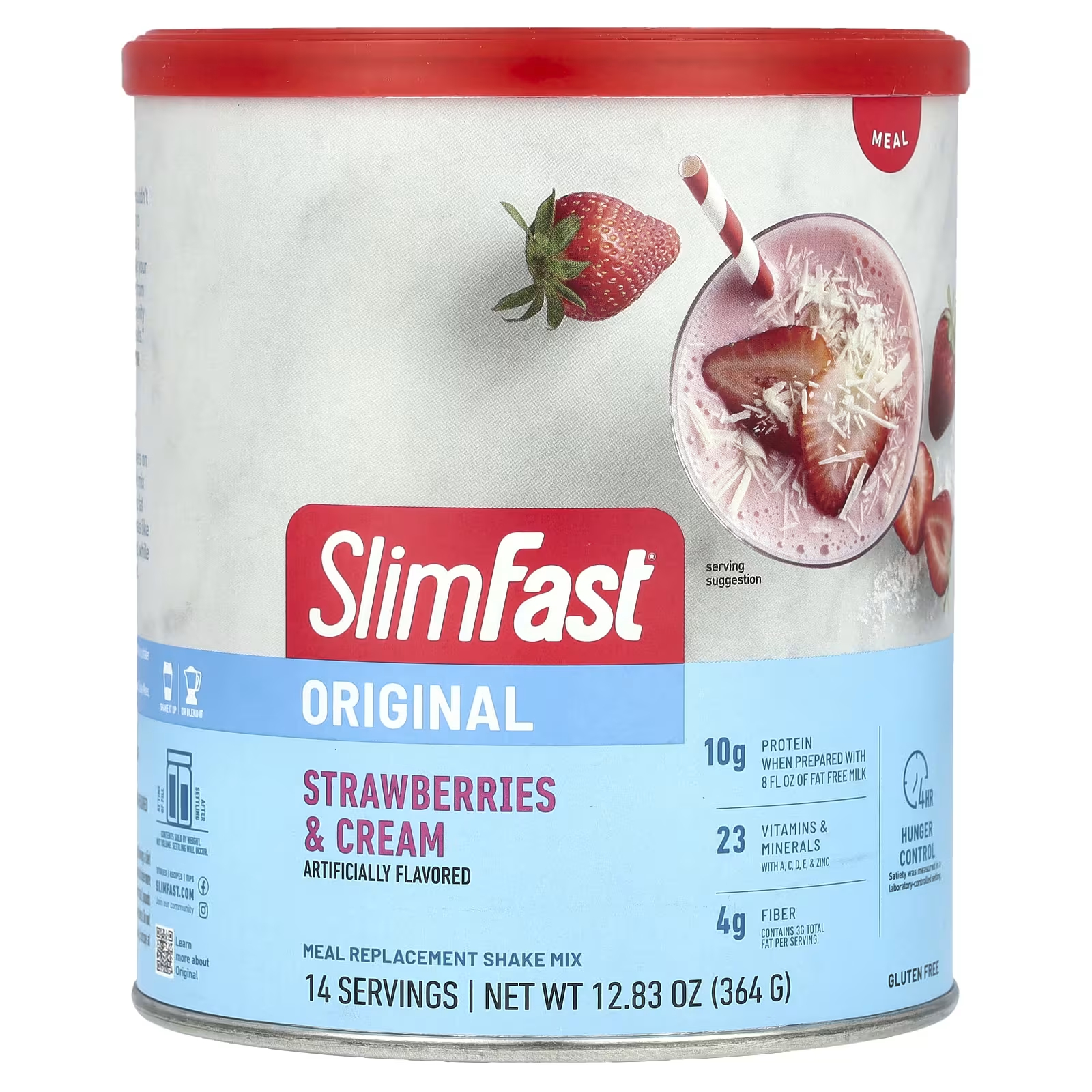 Коктейль-заменитель еды SlimFast смесь клубники и сливок, 364 г заменитель сухих сливок нежный zip пакет 175 г