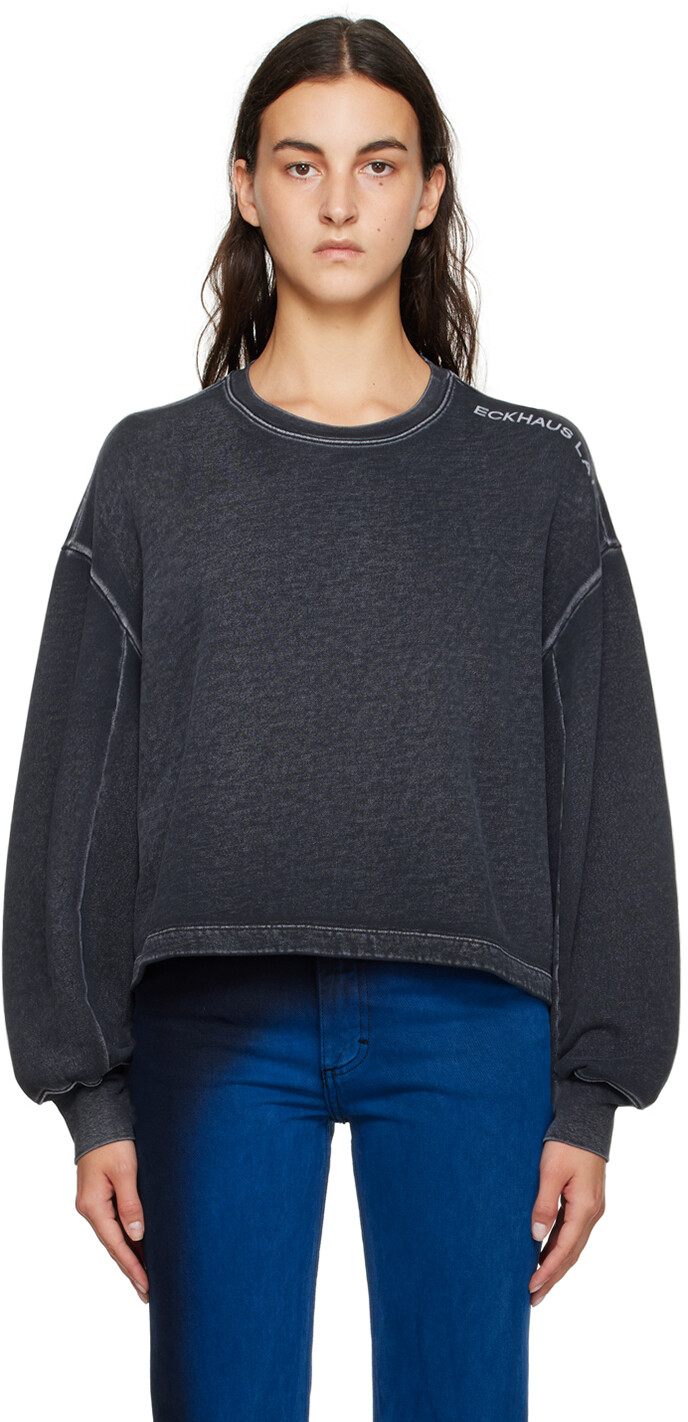 

Серый укороченный свитшот Eckhaus Latta