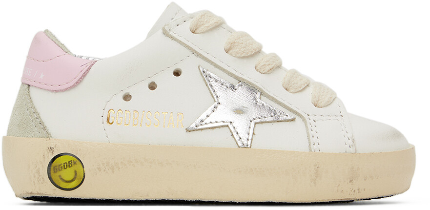 

Детские бело-серебристые кроссовки Super Star Golden Goose