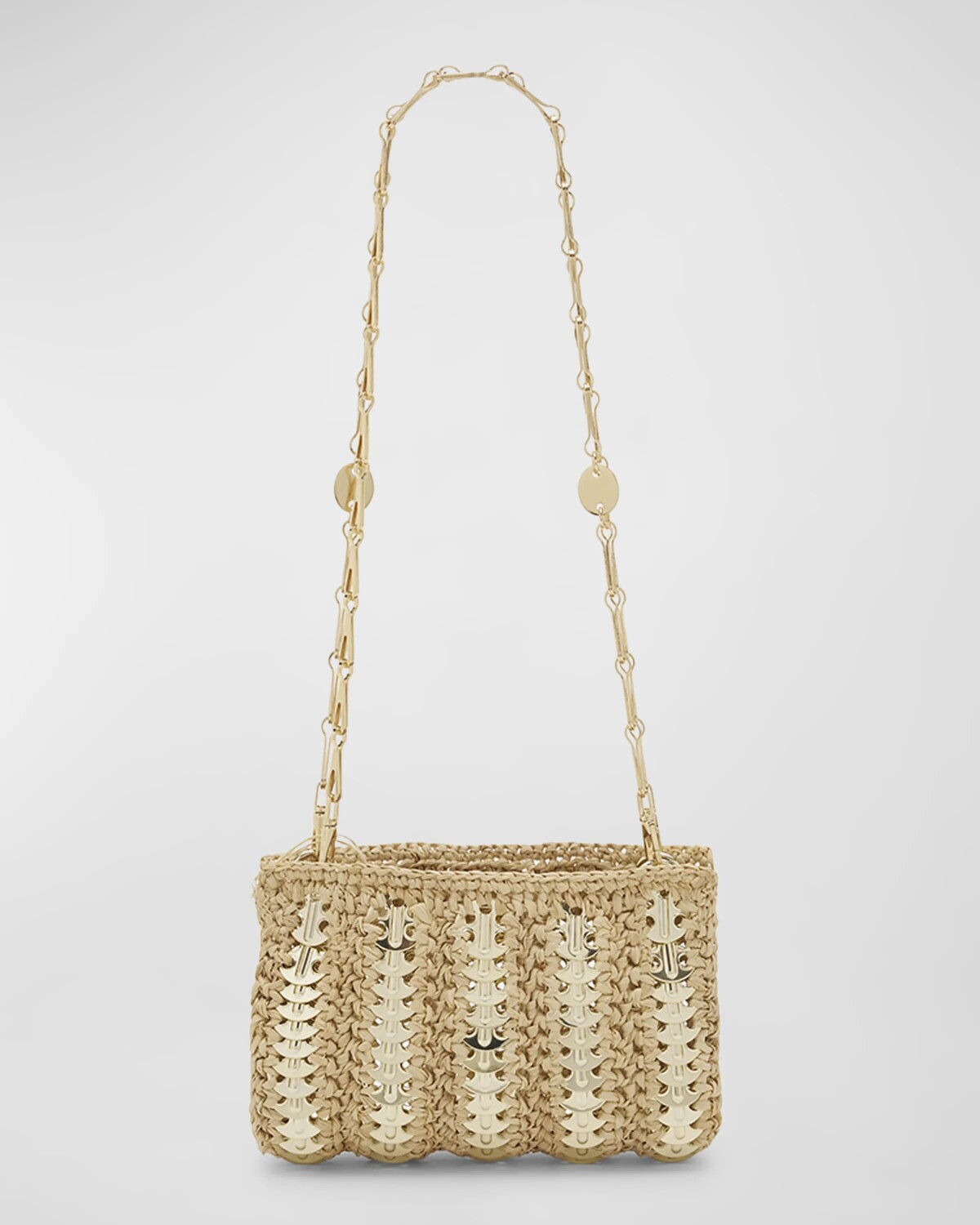 

Сумка на плечо Sac Disc-Link из рафии Rabanne, цвет Shiny Beige