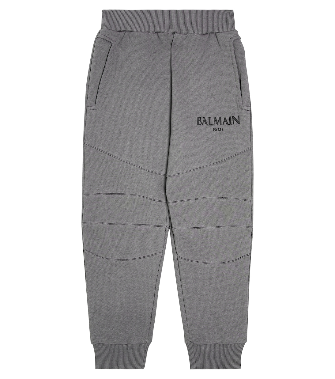 Спортивные брюки из хлопкового джерси с логотипом Balmain Kids, серый