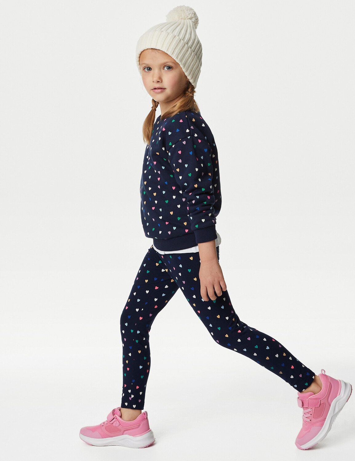 

Хлопковые леггинсы с сердечками (2–8 лет) Marks & Spencer, темно-синий
