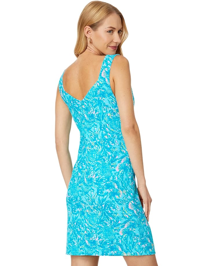 Платье Lilly Pulitzer Del Rey Stretch Shift Dress, цвет Surf Blue Coral Of The Story