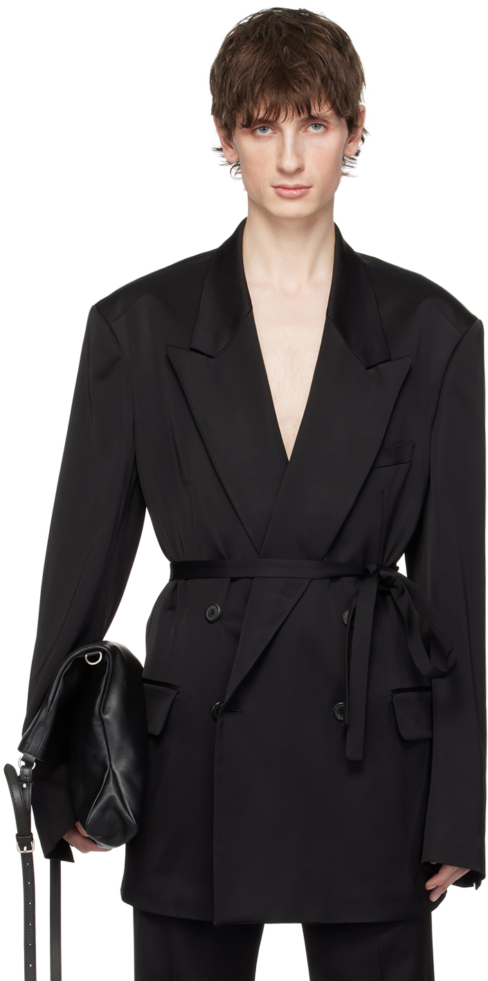 Черный пиджак с остроконечными лацканами Dries Van Noten, цвет Black