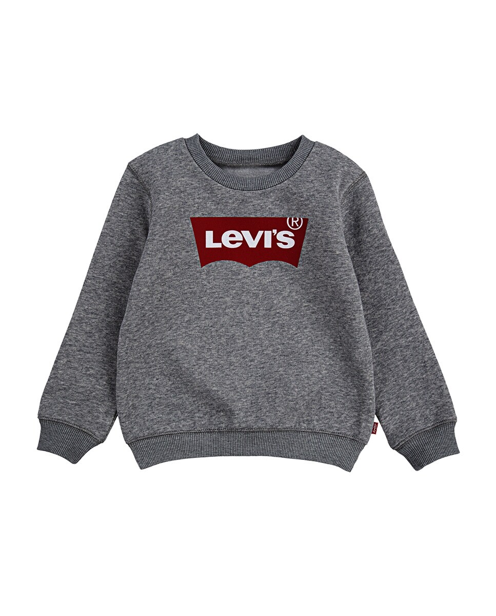 Толстовка для мальчика ярко-серого цвета Levi's, серый свитшот с круглым вырезом и длинными рукавами l синий